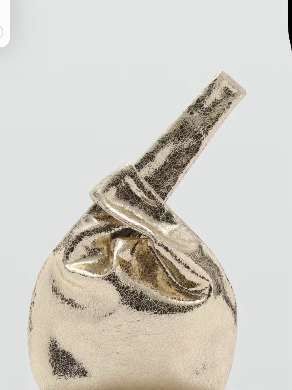 Mango Cracked Metallic Gold Wristlet Clutch